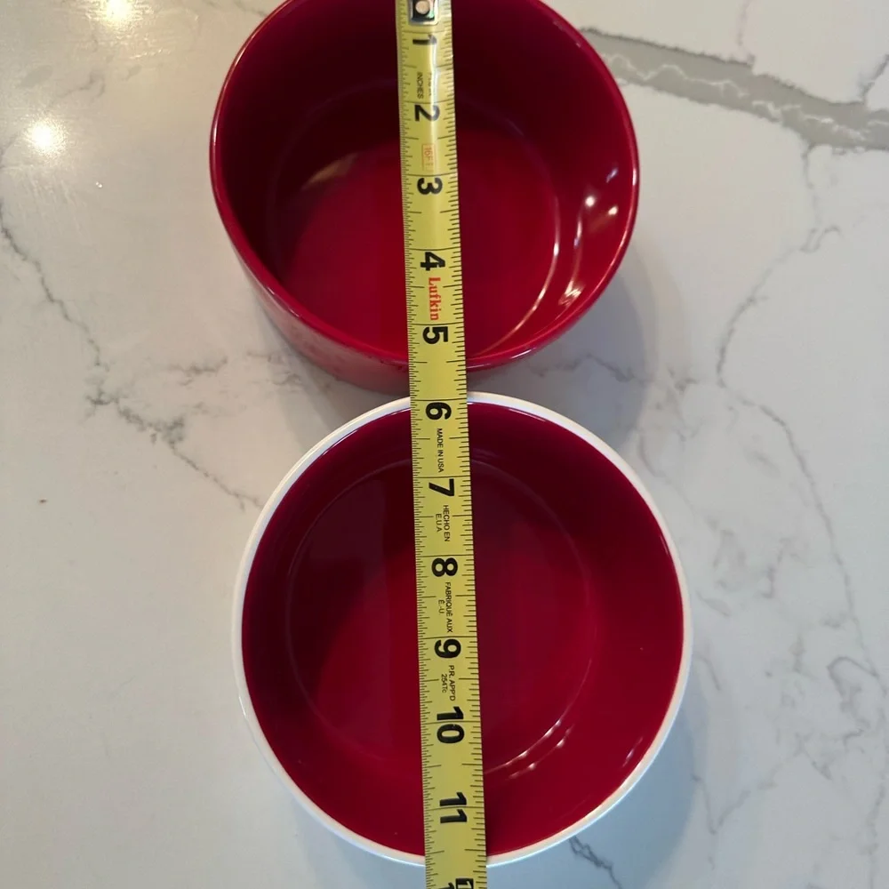 Red and White Dog Bowls